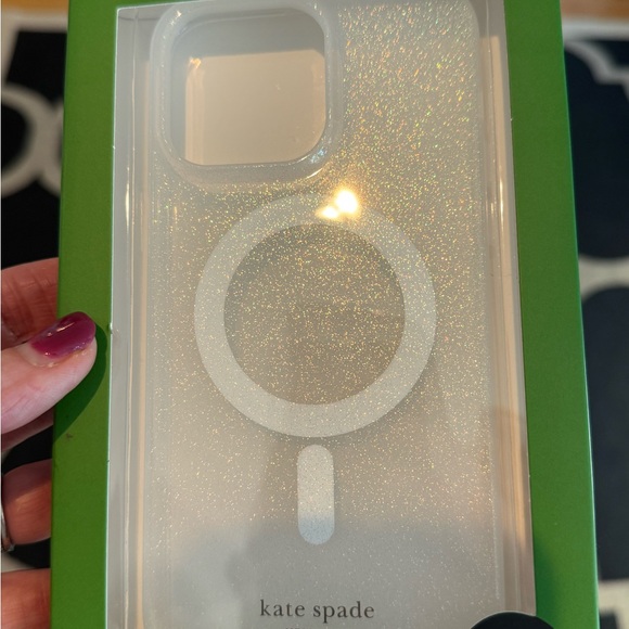 NIB♠️Kate Spade♠️iPhone 15/14/13 or 16 Pro Max iridescent glitter MagSafe Case - Picture 4 of 7